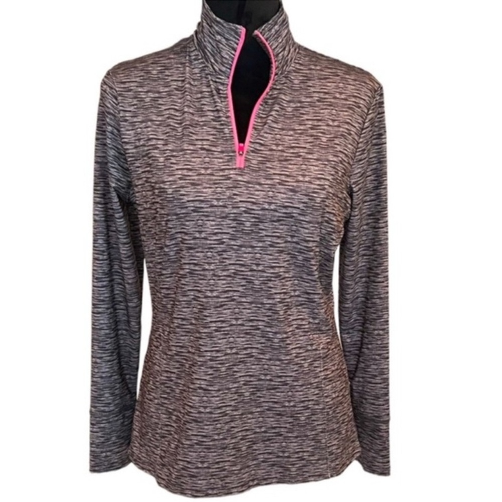 Zone Pro Gray and Pink Activewear quarter zip long sleeve workout top like new